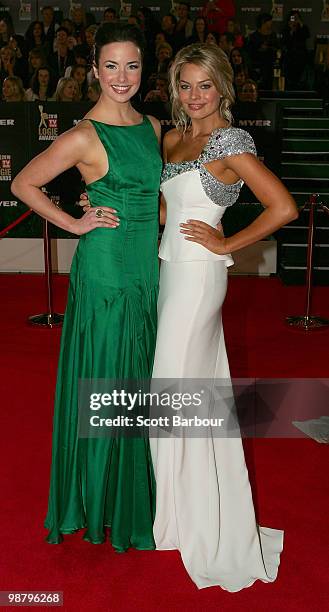 Personality Ashleigh Brewer and Margot Robbie arrives at the 52nd TV Week Logie Awards at Crown Casino on May 2, 2010 in Melbourne, Australia.