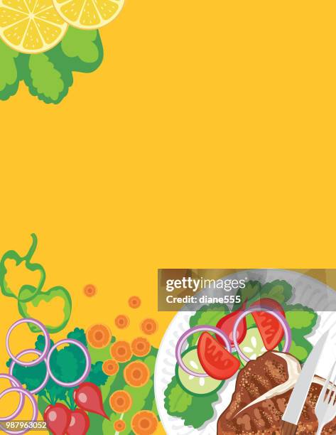 background with assorted foods - cooking concept - sliced leek stock illustrations