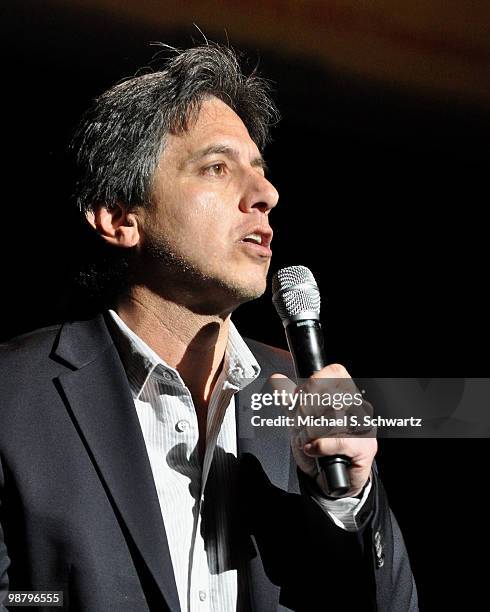 Comedian Ray Romano performs at the Children Affected by Aids Foundation's "A Night of Comedy" at Saban Theatre on May 1, 2010 in Beverly Hills,...