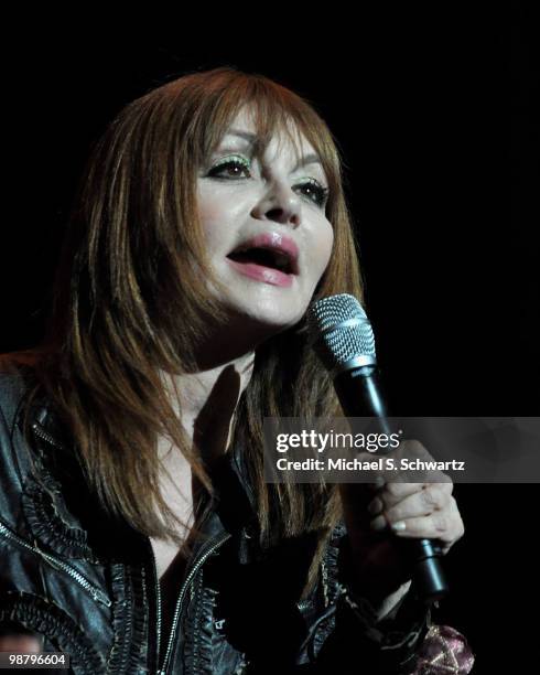 Comedian Judy Tenuta performs at the Children Affected by Aids Foundation's "A Night of Comedy" at Saban Theatre on May 1, 2010 in Beverly Hills,...