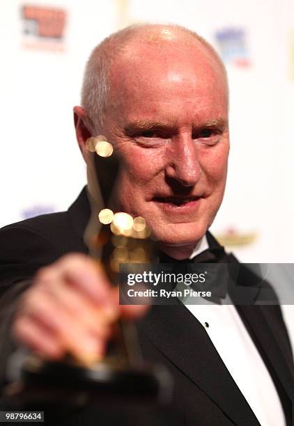 Personality Ray Meagher poses with the Gold Logie award in the 52nd TV Week Logie Awards room at Crown Casino on May 2, 2010 in Melbourne, Australia.