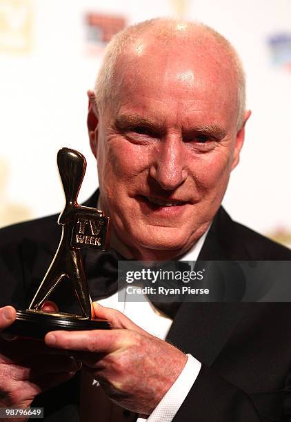 Personality Ray Meagher poses with the Gold Logie award in the 52nd TV Week Logie Awards room at Crown Casino on May 2, 2010 in Melbourne, Australia.