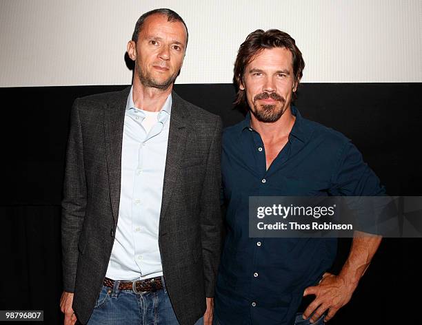Producer John Battsek and actor and narrator Josh Brolin attend The TILLMAN STORY special screening Q & A at Tribeca Cinemas during the Tribeca Film...