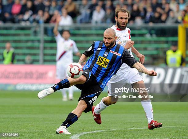 Simone Tiribocchi of Atalanta BC during the Serie A match between Atalanta and Bologna at Stadio Atleti Azzurri d'Italia on May 2, 2010 in Bergamo,...