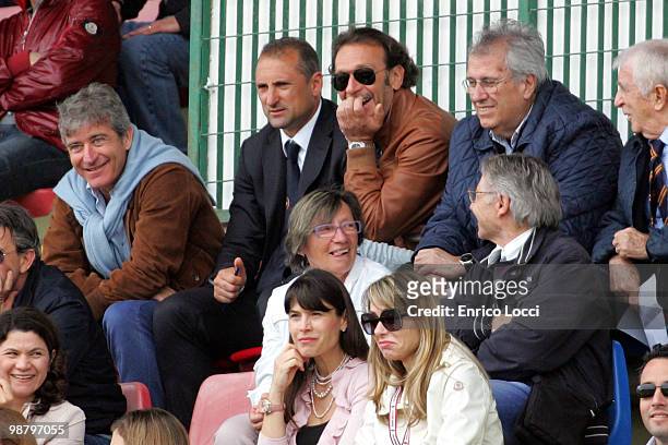Massimo Cellino and Gianluca Festa attend the Serie A match between Cagliari and Udinese at Stadio Sant'Elia on May 2, 2010 in Cagliari, Italy.