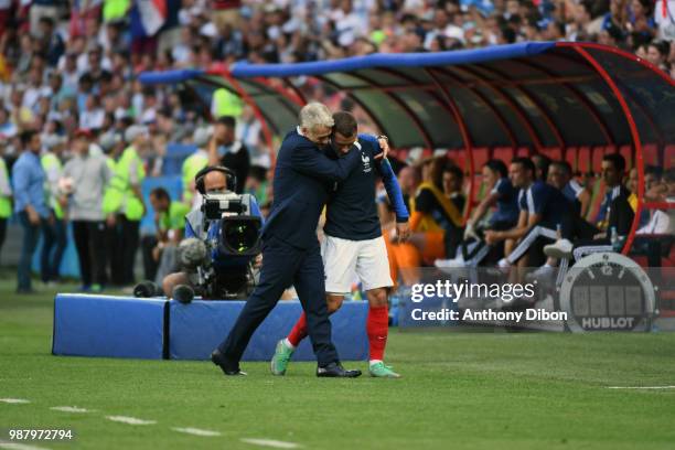 Antoine Griezmann of France and Head Coach Didier Deschamps during the FIFA World Cup Round of 16 match between France and Argentina at Kazan Arena...