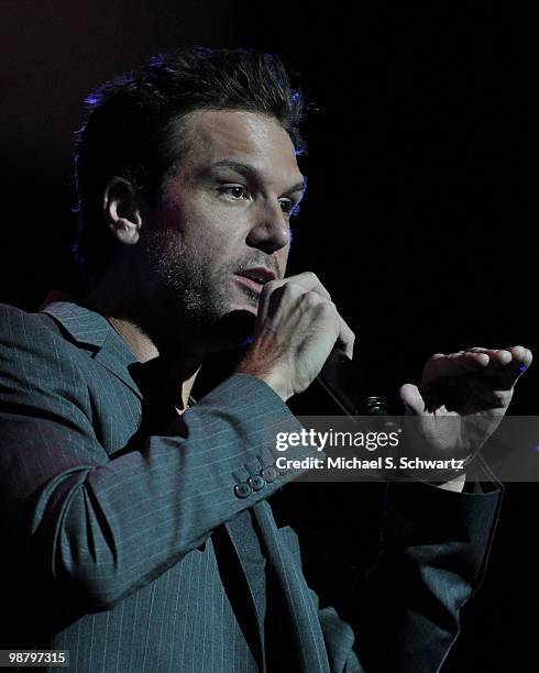 Comedian Dane Cook performs at the Children Affected by Aids Foundation's "A Night of Comedy" at Saban Theatre on May 1, 2010 in Beverly Hills,...