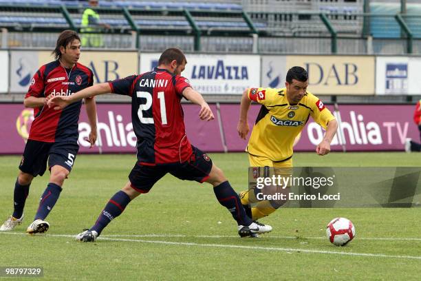 Michele Canini of Cagliari and Antonio Di Natale of Udinese during the Serie A match between Cagliari and Udinese at Stadio Sant'Elia on May 2, 2010...
