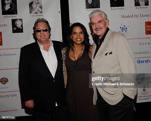 Rob Williams, Denise George and actor Jack Betts pose at the Children Affected by Aids Foundation's "A Night of Comedy" at Saban Theatre on May 1,...