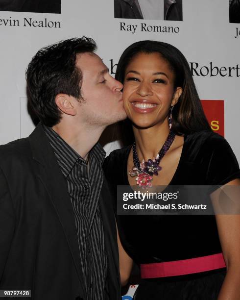 Actor Tom Malloy and actress Kali Hawk pose at the Children Affected by Aids Foundation's "A Night of Comedy" at Saban Theatre on May 1, 2010 in...