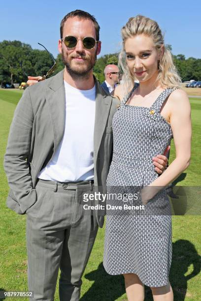 Sam Claflin and Vanessa Kirby attend the Audi Polo Challenge at Coworth Park Polo Club on June 30, 2018 in Ascot, England.