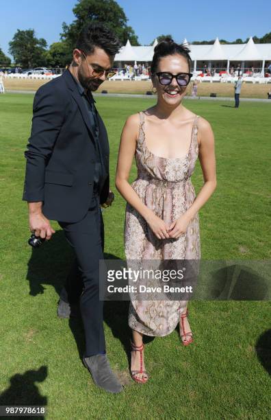 Dominic Cooper and Bel Powley attend the Audi Polo Challenge at Coworth Park Polo Club on June 30, 2018 in Ascot, England.