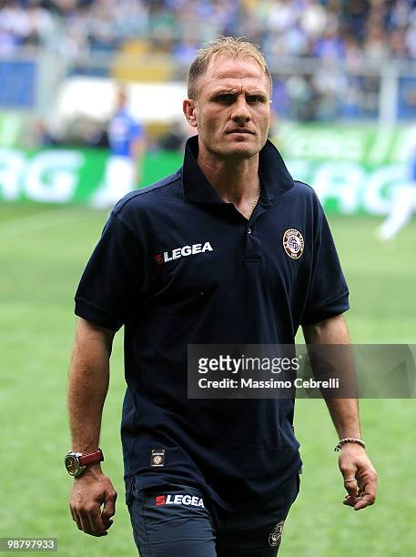 Head coach Gennaro Ruotolo of AS Livorno Calcio during the Serie A match between UC Sampdoria and AS Livorno Calcio at Stadio Luigi Ferraris on May...