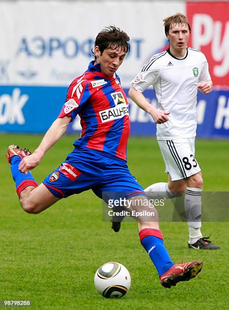 Alan Dzagoev of PFC CSKA Moscow in action during the Russian Football League Championship match between PFC CSKA Moscow and FC Tom Tomsk at the...