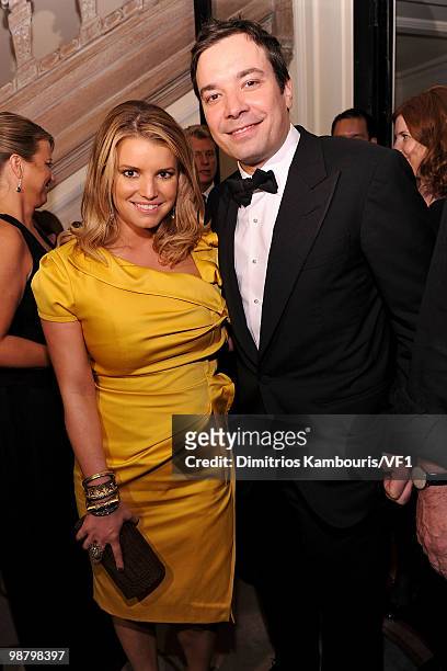 Jessica Simpson and Jimmy Fallon attend the Bloomberg/Vanity Fair party following the 2010 White House Correspondents' Association Dinner at the...