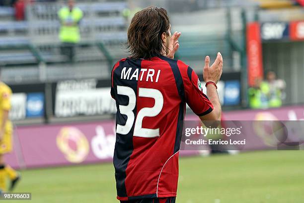 Alessandro Matri of Cagliari during the Serie A match between Cagliari and Udinese at Stadio Sant'Elia on May 2, 2010 in Cagliari, Italy.