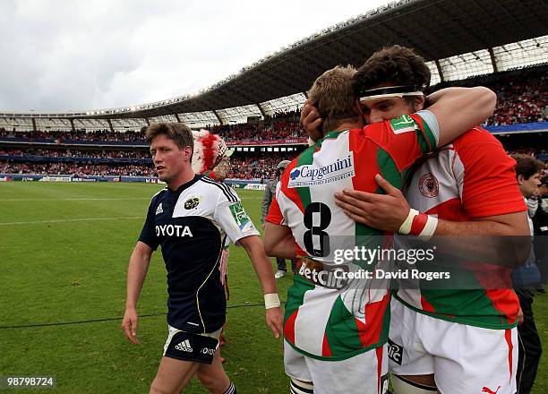 Ronan O'Gara, , the Munster captain looks dejected as his team are defeated during the Heineken Cup semi final match between Biarritz Olympique and...