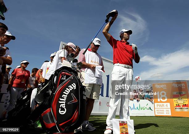 Alvaro Quiros of Spain on ther 18th hole during the final round of the Open de Espana at the Real Club de Golf de Seville on May 2, 2010 in Seville,...