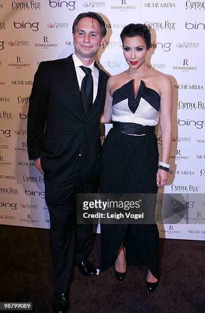 Jason Binn and Kim Kardashian at the White House Correspondents' Association dinner after party hosted by Niche Media and Capitol File magazine at...