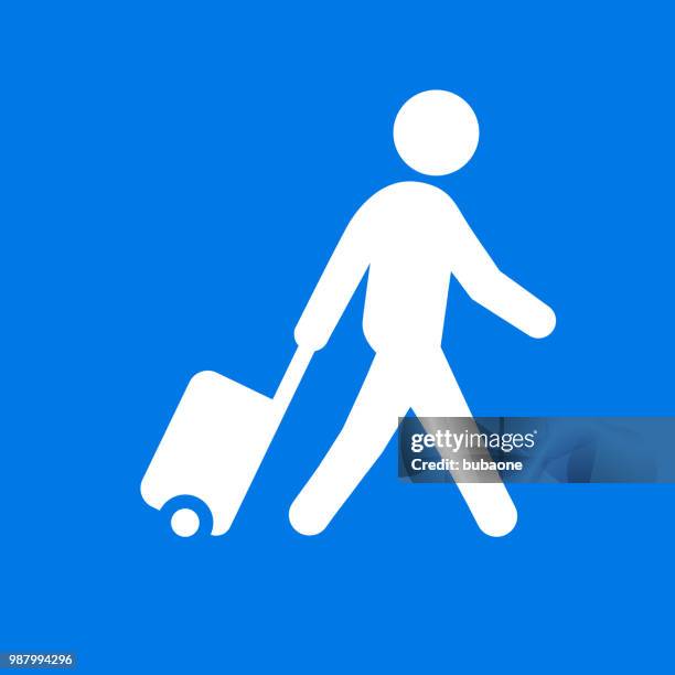 man walking with suitcase icon - pulling suitcase stock illustrations