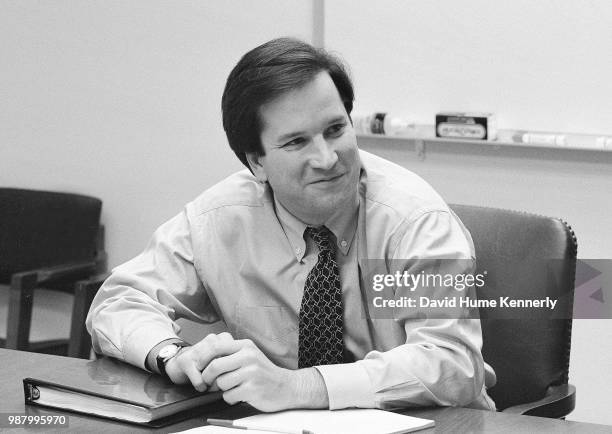 Brett Kavanaugh, aide to Independent Counsel Kenneth Starr, during a meeting in the Office of the Solicitor General on November 13, 1996 in...