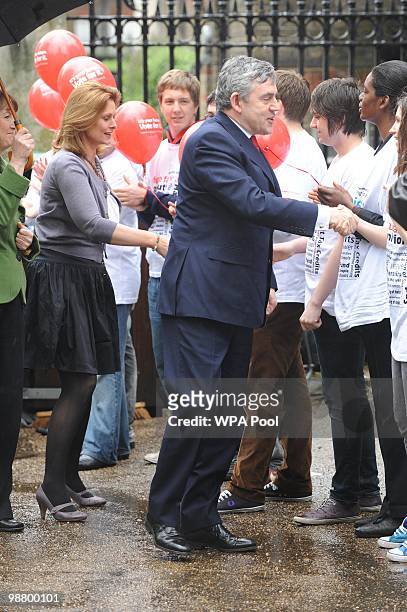 Prime Minister Gordon Brown, and wife Sarah Brown arrive at Inspire Community College in Camberwell on May 2, 2010 in London, England. The General...