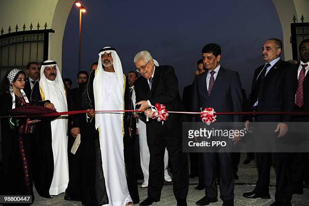 In this handout image supplied by the Palestinian Press Office , Palestinian President Mahmoud Abbas attends the opening ceremony of the new...