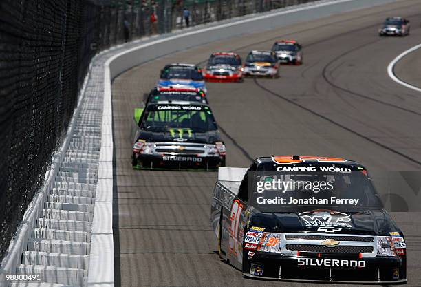 James Buescher drives his Wolf Pack Rentals Chevrolet during for the NASCAR Camping World Truck Series O'Reilly Auto Parts 250 on May 2, 2010 at...