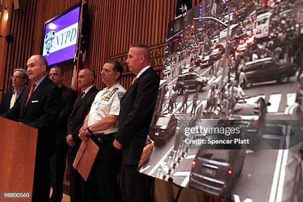 New York City Police Commissioner Raymond W. Kelly speaks to the media about a car bomb that was discovered before it could be detonated in Times...