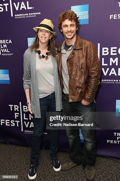 Tribeca Film Festival co-founder Jane Rosenthal and director James Franco attend the Tribeca Talks & Premiere for "Saturday Night" during the 2010...