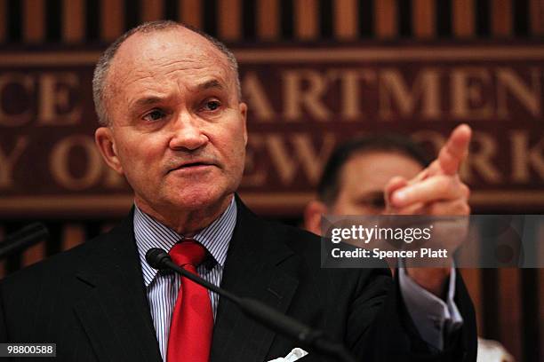 New York City Police Commissioner Raymond W. Kelly speaks to the media about a car bomb that was discovered before it could be detonated in Times...