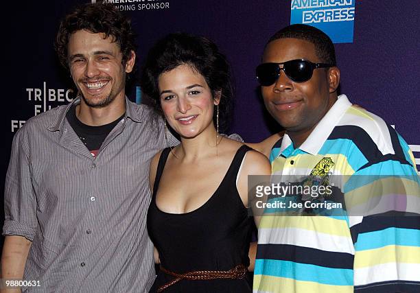 Actor/director James Franco, actress/comedienne Jenny Slate and Actor/comedian Kenan Thompson attends the screening of "Saturday Night" during the...