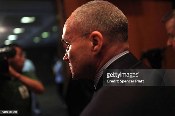 New York City Police Commissioner Raymond W. Kelly exits a press conference where he spoke about a car bomb that was discovered before it could be...