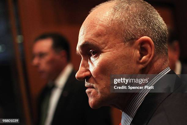 New York City Police Commissioner Raymond W. Kelly exits a press conference where he spoke about a car bomb that was discovered before it could be...