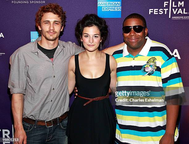 Director/actor James Franco, 'Saturday Night Live' cast members Jenny Slate and Kenan Thompson attend the "Saturday Night" premiere during the 9th...