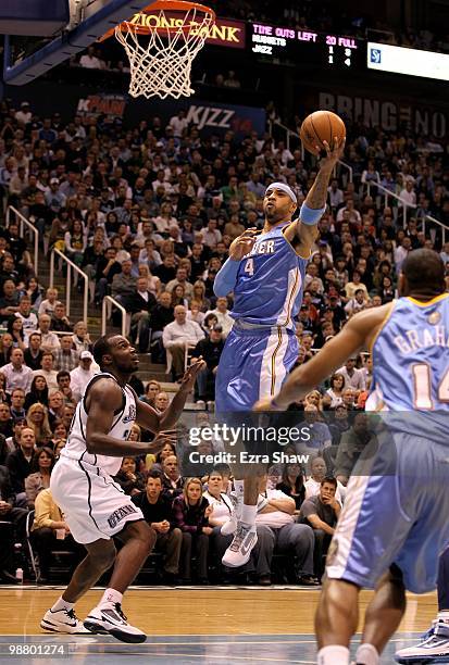 Kenyon Martin of the Denver Nuggets shoots the ball during their loss to the Utah Jazz in Game Six of the Western Conference Quarterfinals of the...