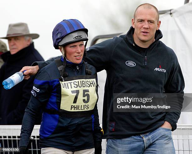 Zara Phillips with boyfriend Mike Tindall after completing the cross country phase of the Badminton Horse Trials on May 2, 2010 in Badminton,...