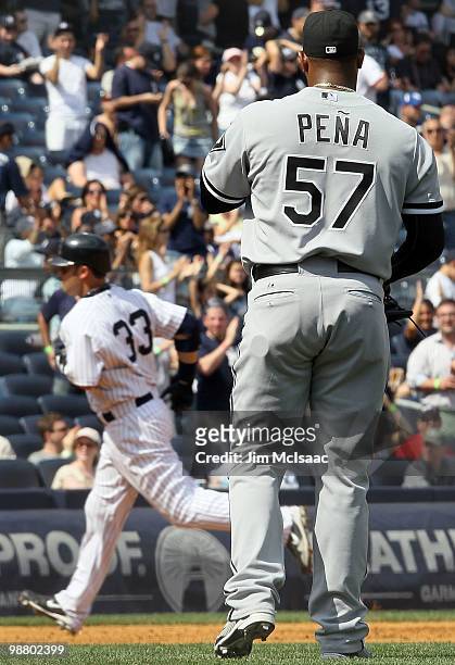 Tony Pena of the Chicago White Sox looks on after surrendering a sixth inning two run home run to Nick Swisher of the New York Yankees on May 2, 2010...