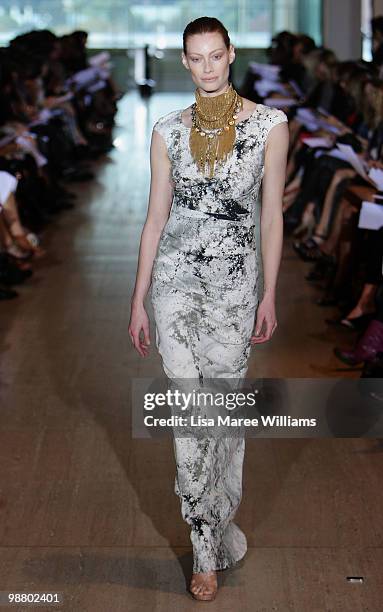 Model Alyssa Sutherland showcases designs by Lisa Ho on the catwalk on the first day of Rosemount Australian Fashion Week Spring/Summer 2010/11...