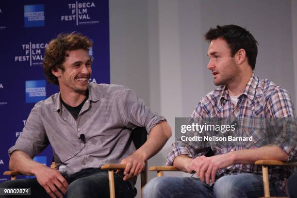 Actor/director James Franco and actor Will Forte attend the Tribeca Talks & Premiere for "Saturday Night" during the 2010 Tribeca Film Festival at...