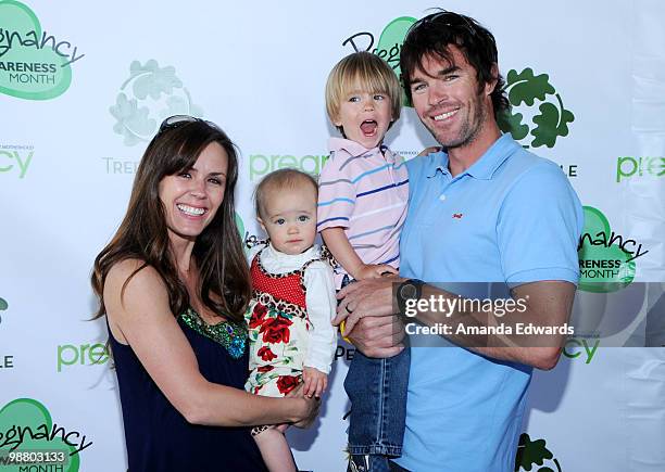 Television personalities Trista Sutter and Ryan Sutter and their children Max and Blakesley arrive at the kick off event for the MAY 2010 Pregnancy...