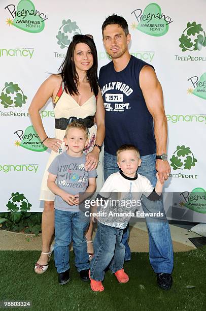 Actress Angel Boris Reed , her husband Marco and their sons arrive at the kick off event for the MAY 2010 Pregnancy Awareness Month at TreePeople on...