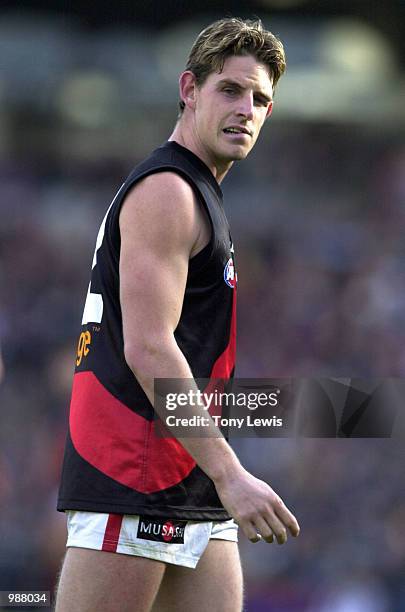 Danny Jacobs for Essendon rues a missed shot for goal in the final quarter of the match between the Essendon Bombers and Port Power in round 17 of...