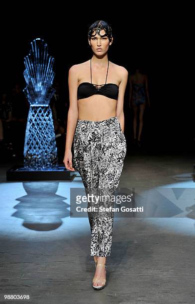 Model showcases designs by Seventh Wonderland on the catwalk on the first day of Rosemount Australian Fashion Week Spring/Summer 2010/11 at the...