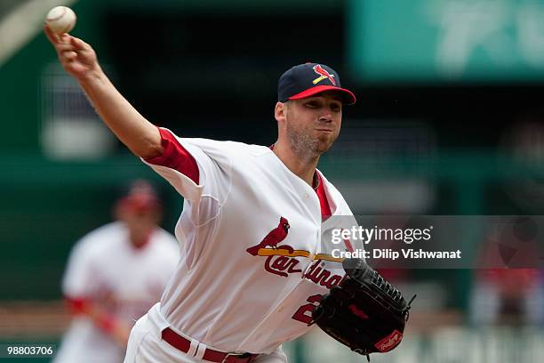 Starting pitcher Chris Carpenter of the St. Louis Cardinals throws against the Cincinnati Reds at Busch Stadium on May 2, 2010 in St. Louis,...