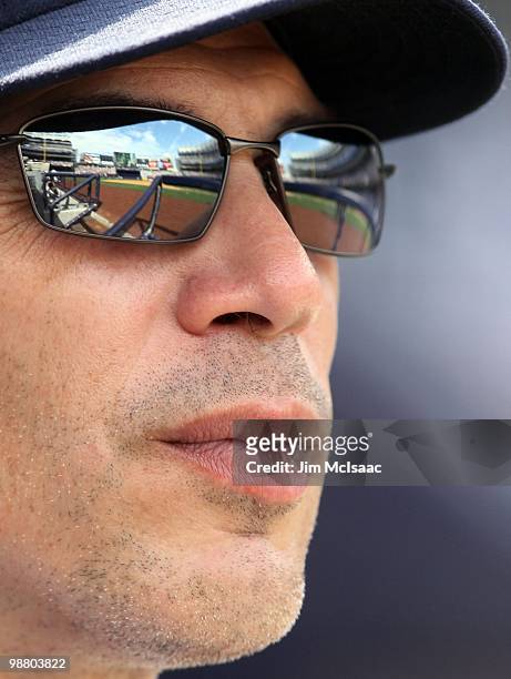 Manager Joe Girardi of the New York Yankees looks on against the Chicago White Sox on May 2, 2010 at Yankee Stadium in the Bronx borough of New York...