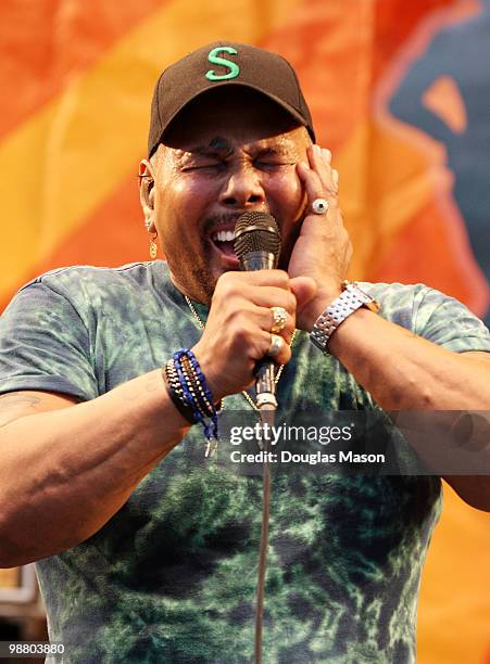 Aaron Neville of the Neville Brothers performs at the 2010 New Orleans Jazz & Heritage Festival Presented By Shell, at the Fair Grounds Race Course...