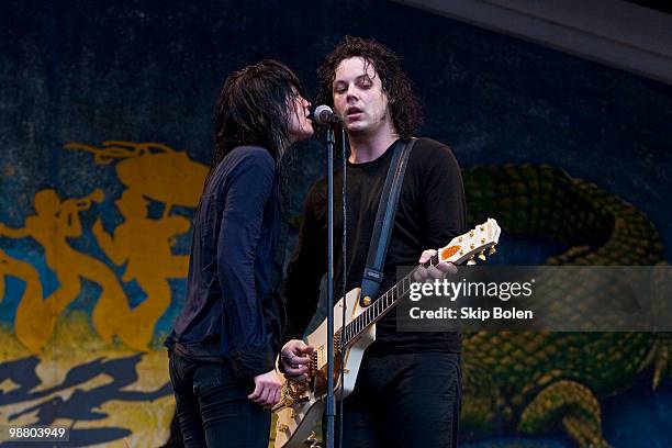 Singer and musicians Alison Mosshart and Jack White of The Dead Weather perform during day 7 of the 41st annual New Orleans Jazz & Heritage Festival...