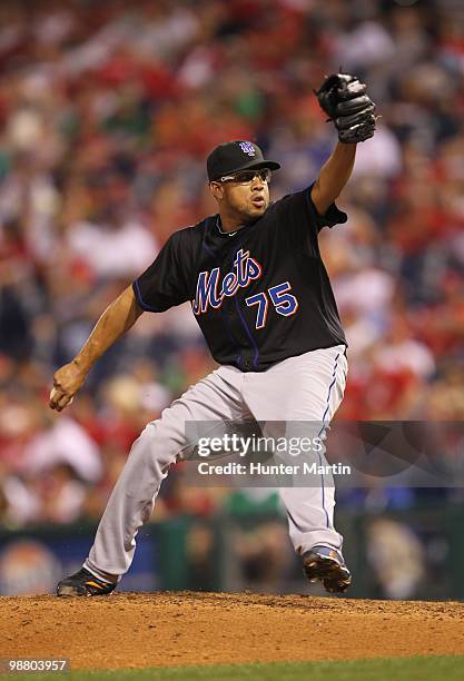 Relief pitcher Francisco Rodriguez of the New York Mets delivers a pitch during a game against the Philadelphia Phillies at Citizens Bank Park on May...