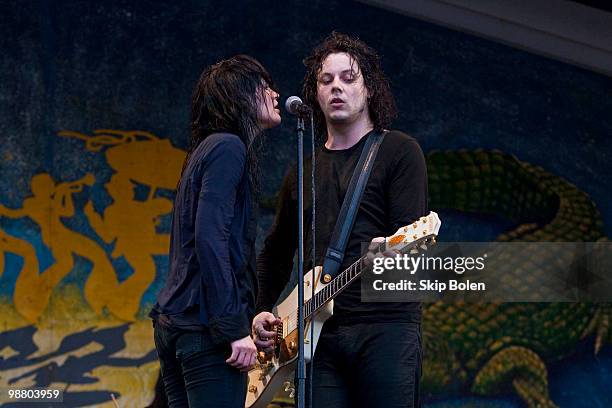 Singer and musicians Alison Mosshart and Jack White of The Dead Weather perform during day 7 of the 41st annual New Orleans Jazz & Heritage Festival...